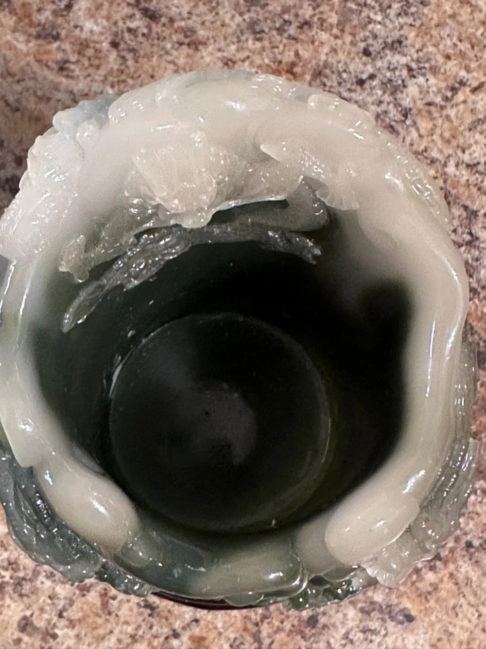 Chinese Dragon Brush Pot Bitong Green White Jade Style Carved Sculpture w Base